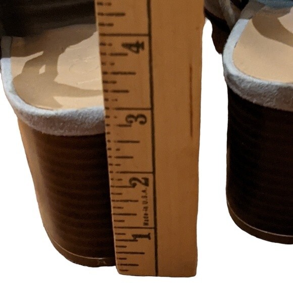 Loft grey open toe bootie faux suede chunky heel adjustable back strap 10M - Picture 10 of 11